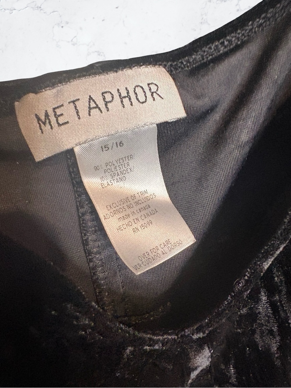 Metaphor Vintage Crushed Velvet Black Jewel-Strap Women's Top - Picture 4 of 6